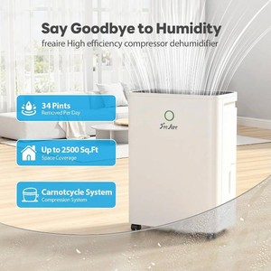 $324 FreAire 34Pint Dehumidifier for 2500Sq.Ft With 6.56ft Drain Hose