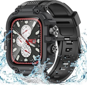 $24 Goton Rugged Sport Band with Case for Apple Watch 44mm 45mm 46mm 49mm  Built-in 9H Glass Screen Protector, Water-Resistant Heavy Duty Shockproof TPU  Hard PC Cover Strap for iWatch