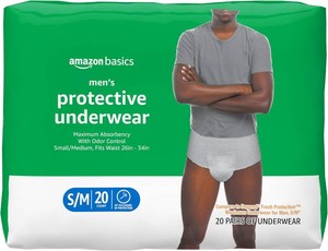 Amazon Basics Incontinence Underwear for Men, Maximum Absorbency, SmallMedium 19 Pack