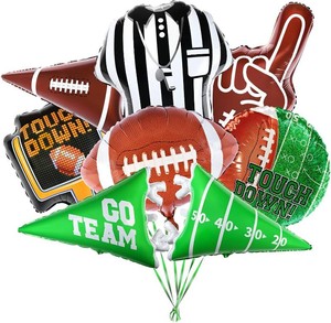 Football Shaped Foil Balloons, 8 Count, Touchdown Balloons for Football Game Tailgate Party Decorations