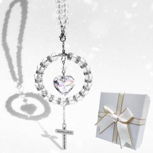 Bible Verse Car Rearview Hanging Cross, Bling Suncatcher Crystal Car Charm Mirror Hanger, I Am with You Always Matthew 2820, Christian Cross for Car Accessories Ornament Religious Gift for Women