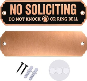 Solid Brass No Soliciting Do Not Ring Wall Plaque Decor