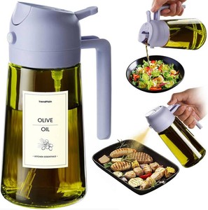 TrendPlain - Original 16oz470ml Olive Oil Dispenser Bottle for Kitchen Gadgets and Air Fryer Accessories - Olive Oil Sprayer for Cooking wStickers - Lilac