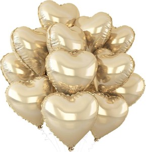Champagne Gold Heart Foil Balloons,12Pcs 18Inch Heart Shaped Balloons
