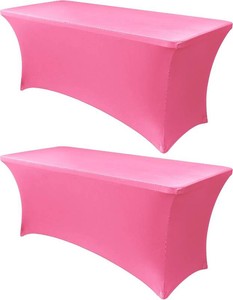 $30 Obstal 8ft Stretch Spandex Table Cover, 2 Pack, Dark Pink