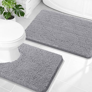 $31 OLANLY Chenille Bathroom Rugs Mats Sets 2 Piece, 30x2024x20, Grey