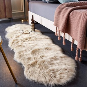 $29 EasyJoy Ultra Soft FluffyFuzzy Shaggy Area Rug Faux Fur Chair Cover Seat Pad for Bedroom Floor Sofa Living Room (2 x 6 ft Sheepskin, Beige)