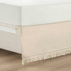$35 Lush Decor Boho Fringe 15-Inch Tailored Drop Easy Fit Bed Skirt King Size Single 78 W x 80 L 15 Neutral - King Bed Skirt - Wrap Around Bed Skirt