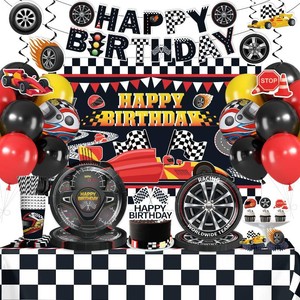 $24 218Pcs Cars Birthday Decorations Tableware Set, 25 Serves