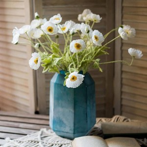 $24 DUYONE Artificial Flowers 5 Stems Poppy Silk Bouquet,for Wedding, Home, Party Decoration,Table Centerpiece Arrangement(White)