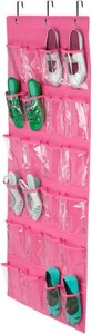 24-Pocket Over The Door Shoe Organizer (Pink) (missing hooks)