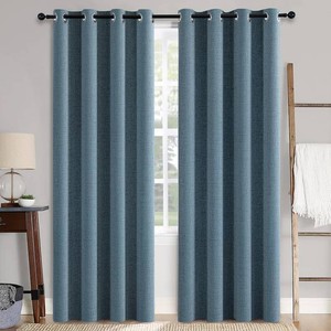 $41 MIULEE 100% Blackout Linen Curtains for Bedroom 52x72 Inches Dusty Blue