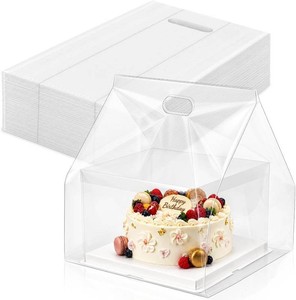 $36 50 Pcs 4.7 Mil Plastic Cake Take out Bags with Handles 14.2 x 12.6 x 15.4 Heavy Duty Clear Shopping Bag Widened Grocery Bags Cleartreat Bag Hold Cake, Pizza for Birthday Party Supplies