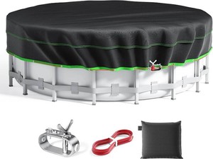 $62 14 Ft Round Pool Cover, Solar Cover for Above Ground Pools, Heavy Duty Swimming Pool Cover Protector with Winch and Cable, Strong Tear Resistant Winter Pool Cover Ideal for Waterproof and Dustproof