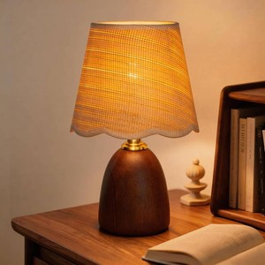 $40 Small 13 Inch Dimmable Rubberwood Table Lamp