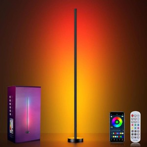$35 OIYN Smart RGBICW LED Corner Floor Lamp - 16 Million DIY Colors, 68 Scenes, Music Sync, App & Remote Control, Color-Changing Ambient Lighting for Living Rooms, Bedrooms, and Gaming Rooms