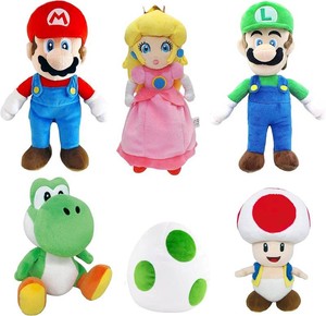$49 Felskin 6PCS Mario Plush Toy Set, Cute Character Stuffed Dolls Including Mario Luigi Peach Toad Yoshi Egg, Soft Plush Figure Collection Gift for Fans Room Decor,9.8in