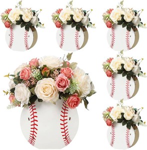 $24 Cinnvoice 6 Pcs Baseball Centerpieces Wooden Table Decor Baseball Vases