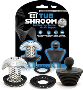 TubShroom Ultra Revolutionary Bath Tub Drain Protector Hair CatcherStrainerSnare, Stainless Steel, Stainless Combo