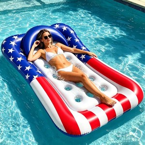 $33 71x50 Patriotic Pool Float, American Flag Lounger with Backrest for Adult