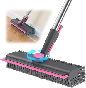 $29 3 in 1 Floor Scrub Brush with Long Handle, Deck Brush with Squeegee