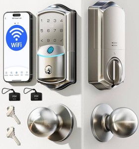 $140 Veise VE027-K WiFi Smart Deadbolt Locks with 2 Knobs Set, Satin Nickel