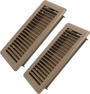 Howeall 4 x 10 Floor Register 2 Pack - Heavy Duty Steel Walkable Floor Vents - Easy Adjust Air Supply Lever - Vent Covers for Home (Brown)