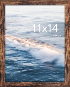 11x14 Picture Frame, for Tabletop Display, Horizontal or Vertical Wall Mounting, Brown