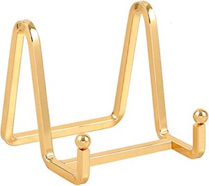 Plate Holder Easel Display Stand - 3 inch Metal Plate Stands for Display - Tabletop Picture Stand - Gold Iron Easels for Display Pictures  Photo Frames  Book  Decorative Plates  Plaque - 1 Pack