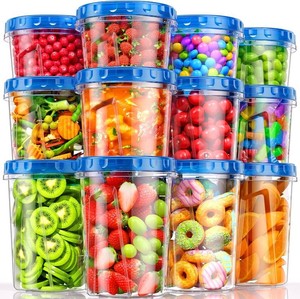 $23 BiuLeon 12 Pack-342417oz Freezer Storage Containers with 3 Different Sizes, Plastic Soup Containers with Lids, BPA-Free Food Storage Containers with Twist Top Lids, Reusable Meal Prep Containers Missing 1 Lid