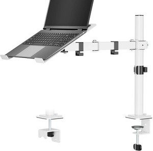 $40 UPGRAVITY White Laptop Desk Mount with Vented Tray for Notebook up to 17 inch, Fully Adjustable Single Laptop Arm Stand Holds up to 17.6 lbs, Clamp onGrommet Mounting
