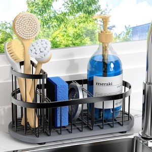 Sink Caddy with Stone Drying Mat, Sponge Holder & High Brush Holder