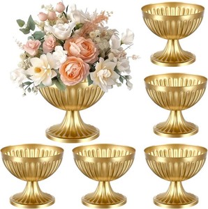 $48 Ziliny 6 Pcs Gold Vases for Centerpieces Metal Compote Vases Bulk
