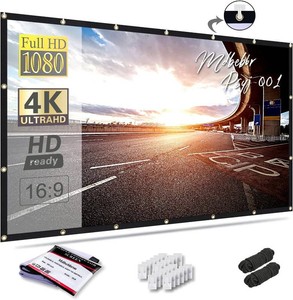 $24 Mdbebbron 120 inch Projector Screen 169 Foldable Anti-Crease Portable Projector Movies Screens for Home Theater Outdoor Indoor Support Double Sided Projection