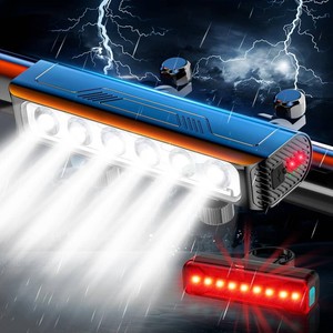 $50 Aluminum Shockproof 10000 Lumen Bike Light Taillight,Super Bright 6 LED Headlight for Night Riding,10Mode,Rechargeable Daytime Running Bicycle Light,Runtime 72hr,Waterproof for MTB Off-Road Cycling