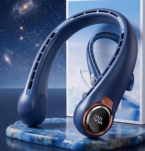 $30 BNBZ Portable Neck Fan, 6000mAh Rechargeable Fan Blows Cold Air with LED Display, 4 Speeds, 20H Runtime, Quiet Wearable 360  Personal Cooling Fan for Outdoor Travel Work Gym,Fireplace Fans-Blue