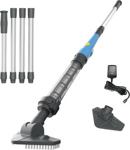 $70 Spa Vacuum for Hot Tub, Cordless Pool Vacuum for Above Ground Pool, Lightweight Handheld Pool Cleaner with 2 Brush Heads, Rechargeable Stick Spa Cleaner (Blue)