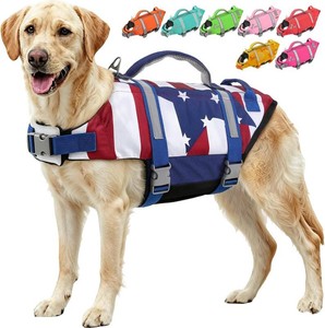 $41 EMUST Dog Water Vest, Bright Color Dog Life Jacket for Swimming Boating
