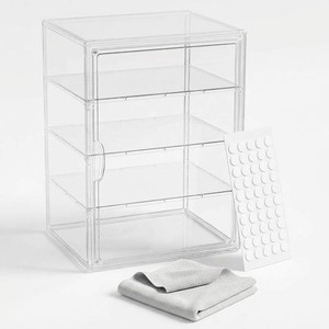 $49 Clear Acrylic Display case for Figures, Acrylic Boxes for Display, Stackable Display Boxes for Collectibles with Magnetic Door and Removable Shelves, Figure Display for Figurines, Pop Figures, Models