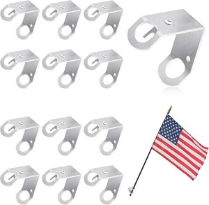 $50 12 Pcs Flag Pole Bracket Holder for Classroom Mounting Brackets, Silver