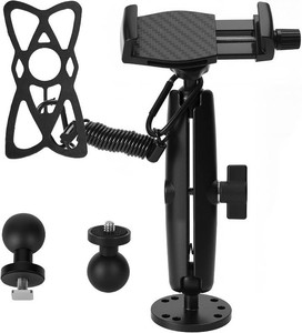$30 Kayak Phone Holder & Camera Mount, 360  Adjustable Phone Holder with Traction spring and silicone fixing sleeve, Long Arm Kayak Phone Mount with 2 1 Screwball Track Mount, Fits GearTrac&Track Systems