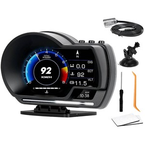 $38 OBD2 Gauge Display, Heads Up Display for Cars, Gauge with OBD GPS Dual System, OBD2 Speedometer for Car with Water TEM, Volt, Mileage, Overspeed & Fatigue Driving Alarm, RPM, Works Great for Most Cars