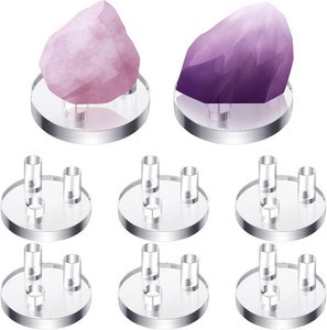 Jetec 8 Pcs Clear Acrylic Stand Rock Display 3 Peg Rock Display Easel