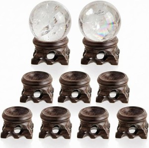 $20 Taiyin 9 Pieces Wooden Sphere Stands for Display Mini Crystal Ball Holder Stone Rock - 3 Sizes 0.79, 1.18, 1.57 Inch for Globe Gemstone Home Decor