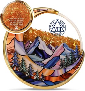 $21 Golden Flow Sand 8 Year Sobriety Coin - Lunar Guardian Recovery AA Coins