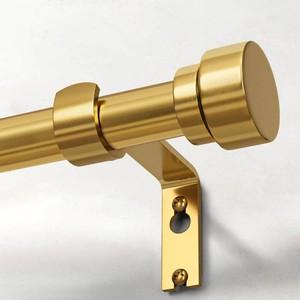 $37 Lootkell Modern Gold Curtain Rods for Windows 66 to 120 Adjustable Length Heavy Duty 1 Diameter Brass Window Curtain Rod with Solid Metal Finials for Outdoor Farmhouse Bedroom Kitchen Living Room