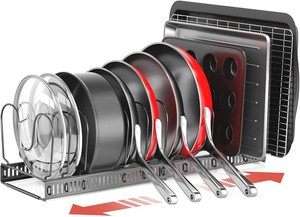 $22 ORDORA Pots and Pans Organizer under Cabinet, 11.8-22.8 12 Dividers Black (MISSING one E piece)