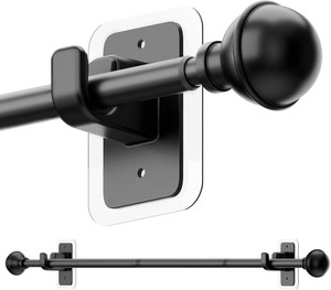 ENJOYBASICS Curtain Rods No Drilling for Renter, 28-60 Adjustable, Black