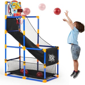 $55 JOYIN Sports Toy LED Lightscore Arcade Basketball Game Set for Kids Ages 3   Includes Electronic Scoreboard, Cheer Sound Effects, 4 Balls & Hoop  IndoorOutdoor for Kids  Easy to Assemble
