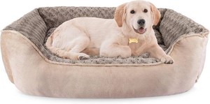 $40 JOEJOY Rectangle Dog Bed for Large Medium Small Dogs - Washable Orthopedic Sofa Bed, Soft Breathable Puppy & Pet Cuddler, Durable Calming Dog Bed with Anti-Slip Bottom, Multiple Sizes, Beige